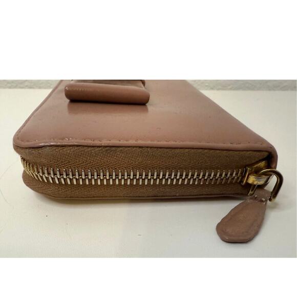 Prada Beige Saffiano Leather Bow Zip Around Wallet- Vintage CLEAN - Picture 5 of 11